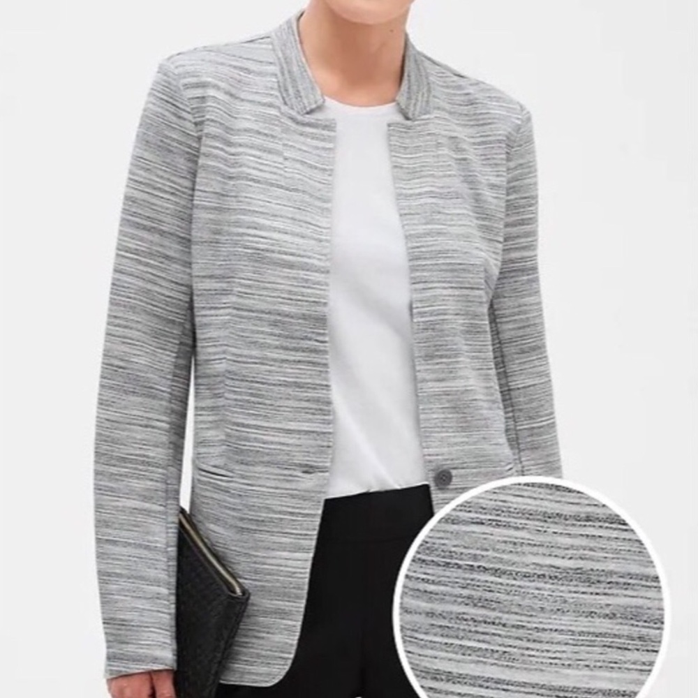 Banana Republic Factory Women M Gray Space Dye Knit Inverted Collar Blazer
